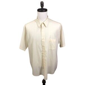 Van Heusen Men’s 17.5 Yellow Short Sleeve Dress Shirt